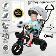 KIDS - Triciclo Guiador «CUTE AVENTURE» Gray