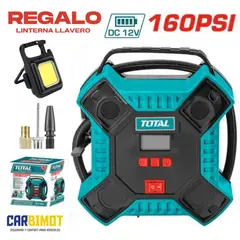 TOTAL TOOLS - MINI COMPRESORA INFLADOR DE AIRE 12V PORTATIL PARA LLANTAS