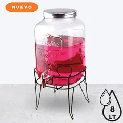 GENERICO - Dispensador de Agua con Tapa/Soporte GLASSWARE 8 Lt