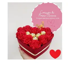GENERICO - Corazon con Rosas Eternas y Chocolates