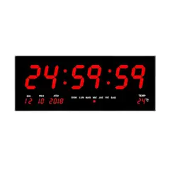 GENERICO - RELOJ DIGITAL 46x22 de PARED LED con TEMPERATURA Y CALENDARIO