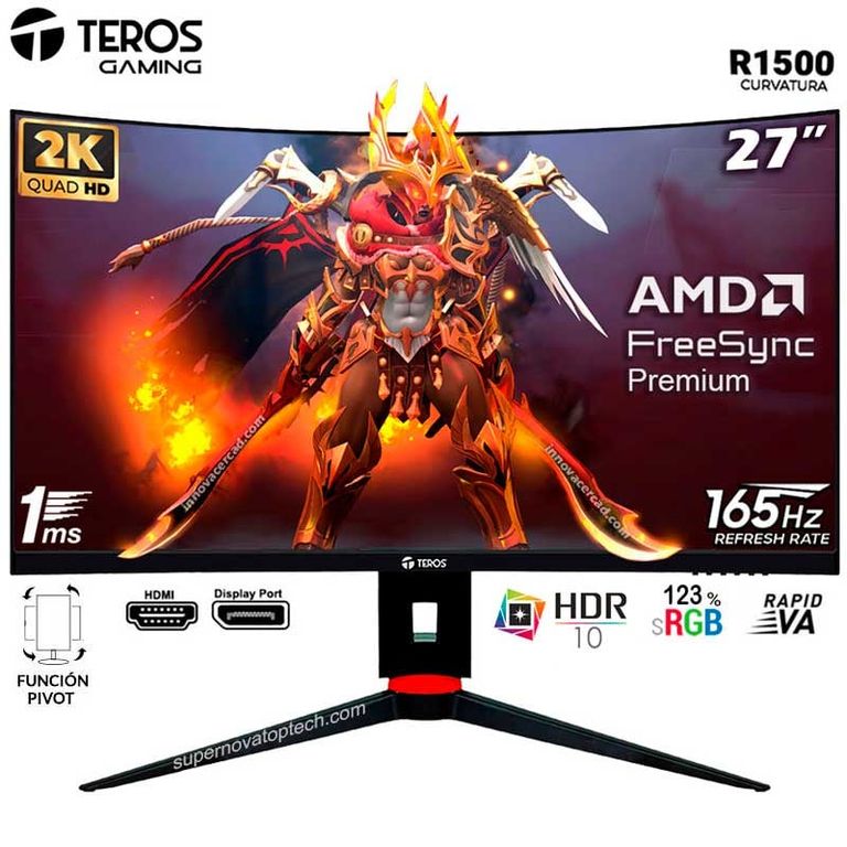 Monitor TE-2765G 27 Curvo 165hz 2560x1440 QHD HDR Pivot.
