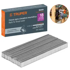 TRUPER - Clavos calibre 18, 10 mm 500 unidades para Clavadora neumática
