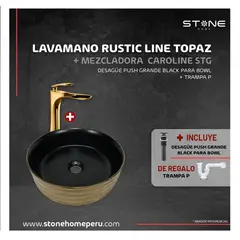 STONE - COMBO RUSTIC LINE TOPAZ + CAROLINE STG-01 + DESAGUE PUSH Y TRAMPA P