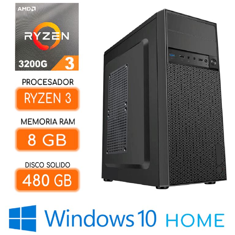 Computadora RYZEN 3 3200G Ram 8GB SSD 480GB Wind.10 CPU PC