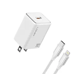 LDNIO - Cargador de 30W Carga Rápida A1508C USB-C Incluye Cable Lightning a C
