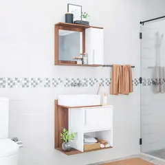 BRV MOVEIS - Vanitorio para Baño Amelie 125 x 135 x 54.5cm Blanco y Marrón