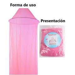 GENERICO - Malla Net Mosquitera cortina para cama tipo cúpula de Poliéster-Rosa