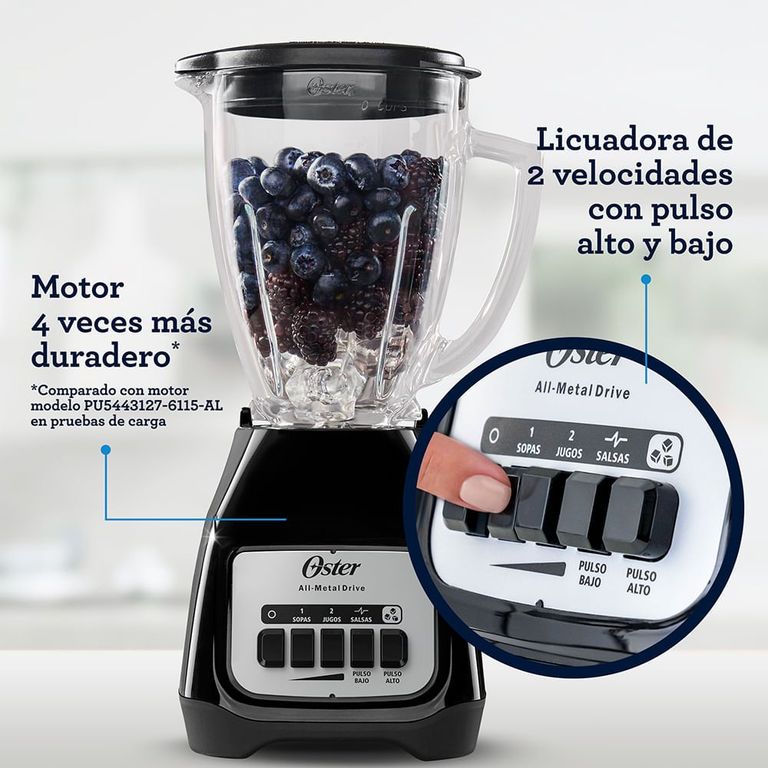 Licuadora de 2 velocidades con Pulsador Negro