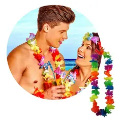 GENERICO - Collar Hawaiano / Mulicolor / Tela / 6 unidades
