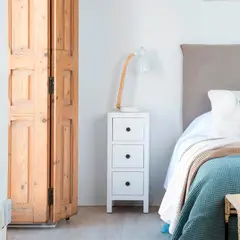 TU MESITA - Mesa de Noche Small Everett 3 cajones Blanco