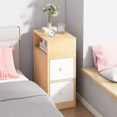 TU MESITA - Mesa de Noche Moderna Maia Duna/Blanco 2 Cajones