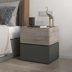 TU MESITA - Velador Moderno Agustin 2 Cajones Negro