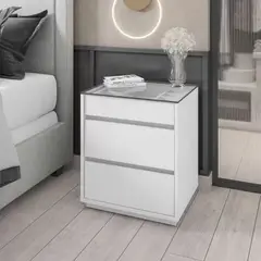 TU MESITA - Velador Moderno Yidah con Organizador Blanco