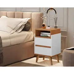 TU MESITA - Mesa de Noche moderna 2 cajones Natasha color Blanco