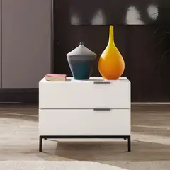 TU MESITA - Mesa de noche minimalista 2 cajones Persia color Blanco