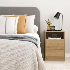 TU MESITA - Veladores Rústicos 2 cajones Joyce color Macadamia