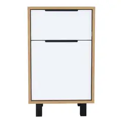 TU MESITA - Velador Juvenil 1 cajón 1 puerta Steve color Macadamia/Blanco