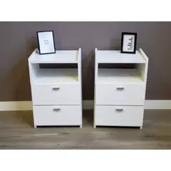 TU MESITA - Veladores Mesas de Noche set x2 Dakar color Blanco