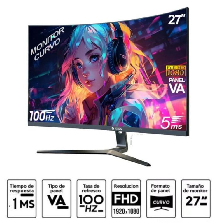 Monitor 27" Resolución FHD CURVO 100 Hz