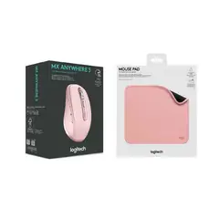 LOGITECH - Mouse MX Anywhere 3S Rose + Pad Mouse Antisalpicaduras