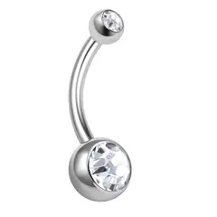 GENERICO - Piercing para ombligo plateado brillo