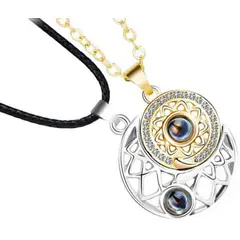 GENERICO - Collar magnético para pareja dorado y plateado 100 idiomas TE AMO