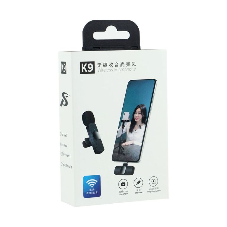 Micrófono Inalámbrico Solapero 2 en 1 K9 - Tipo C
