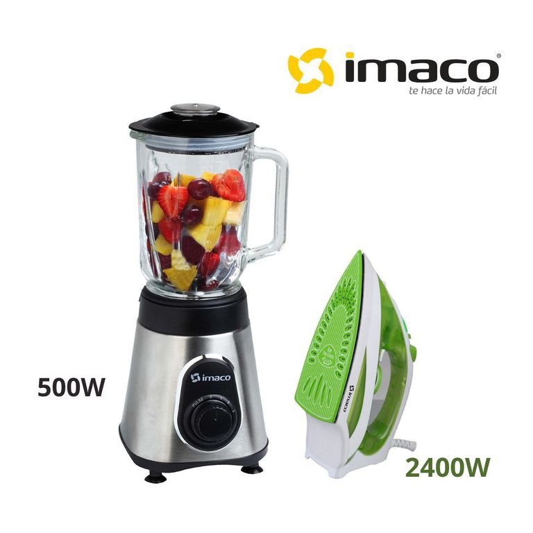 Licuadora de Acero 500w más Plancha Nano Ceramic a vapor 2400W