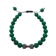 LUCYANA JOYAS Y ACCESORIOS - Pulsera Hombre de Mancuerna Gym y Cuarzo Malaquita - Joyas Lucyana