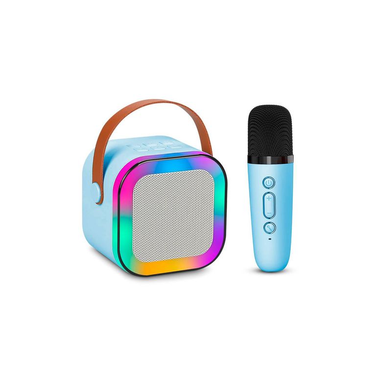 Parlante Karaoke Microfono inalambrico alta Potencia Portatil Celeste