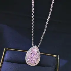 LA TIENDA 88 JOYAS Y ACCESORIOS - La Tienda 88 - Collar Mujer Gota de Cristal Bañado Oro de 18k - Rosa