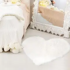 GENERICO - BAJADA DE CAMA CORAZON 100X100CM BLANCO