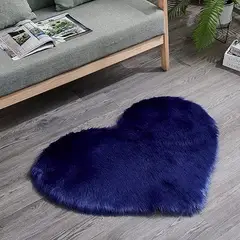 GENERICO - BAJADA DE CAMA CORAZON 100X100CM AZUL MARINO