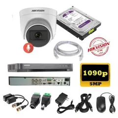 GENERICO - Kit 1 Cámaras Seguridad Domo 5mpx DVR HUHI Hikvision + 1TB + AUDIO
