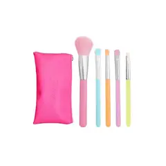 SATINE - Set de Brochas Profesionales NEON 5 UNIDADES + Cosmetiquera