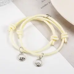 GENERICO - Pulsera brazalete tobillera para parejas montaña y mar crema