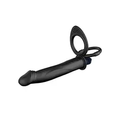 GENERICO - ANILLO YUMAN STROCK CON PENE VIBRADOR Y LAZO DE BOLA