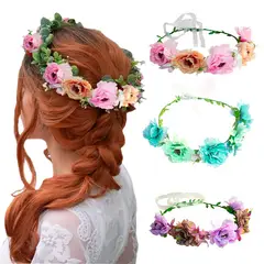 GENERICO - Diadema o vincha de Flores artificiales 2 uds