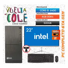 INTEL - Computadora PC Core i5 6400 6TA GEN RAM 8GB SSD 500GB Monitor 22 FHD