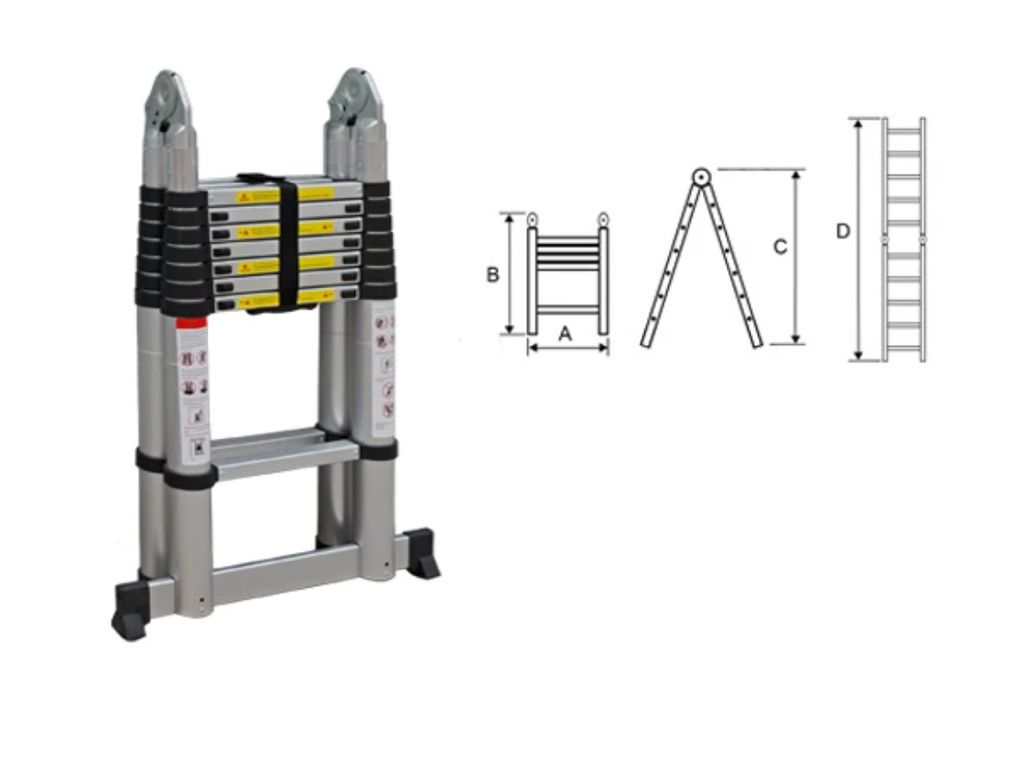Escalera telescopica retractril 5 metros 2 En 1, 17 pasos 150kg