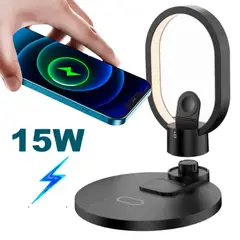 GENERICO - Lampara con Base de Carga 4 en 1 15W Cargador Inalambrico Android IOS