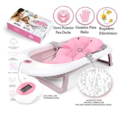 BABY HAPPY - Bañera con Accesorios Party con Termómetro Rosado
