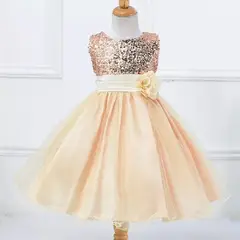 GENERICO - Vestido Niña Bebé Princess Little Dorada Fiesta Cumpleaños Genieka