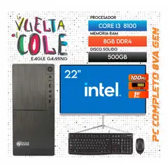 INTEL - Computadora PC Core i3 8100 8VA GEN RAM 8GB SSD 500GB Monitor 22 FHD