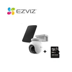 Ezviz - Cámara de seguridad EB8 2K Batería con Panel Solar + Micro SD 64GB 360° exterior