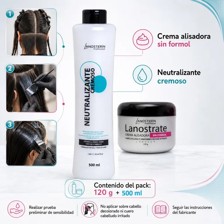 Pack crema Alisadora Para Cabello y Neutralizante Fijador Mk