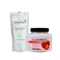 WOKALI - Crema Depiladora Lampiña y Crema Exfoliante De Fresa