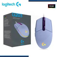 LOGITECH - MOUSE G203 LIGHTSYNC OPTICAL 8000 DPI RGB LILA