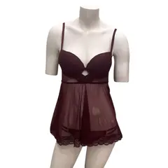 BOMBON ROJO - Babydoll Con Copa y Encaje